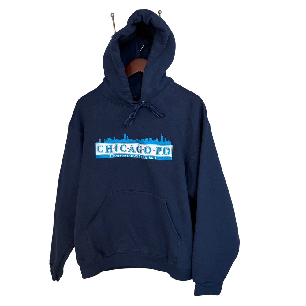 Fruit of the Loom Chicago PD Transportation & Film Unit Hoodie Navy Blue Medium